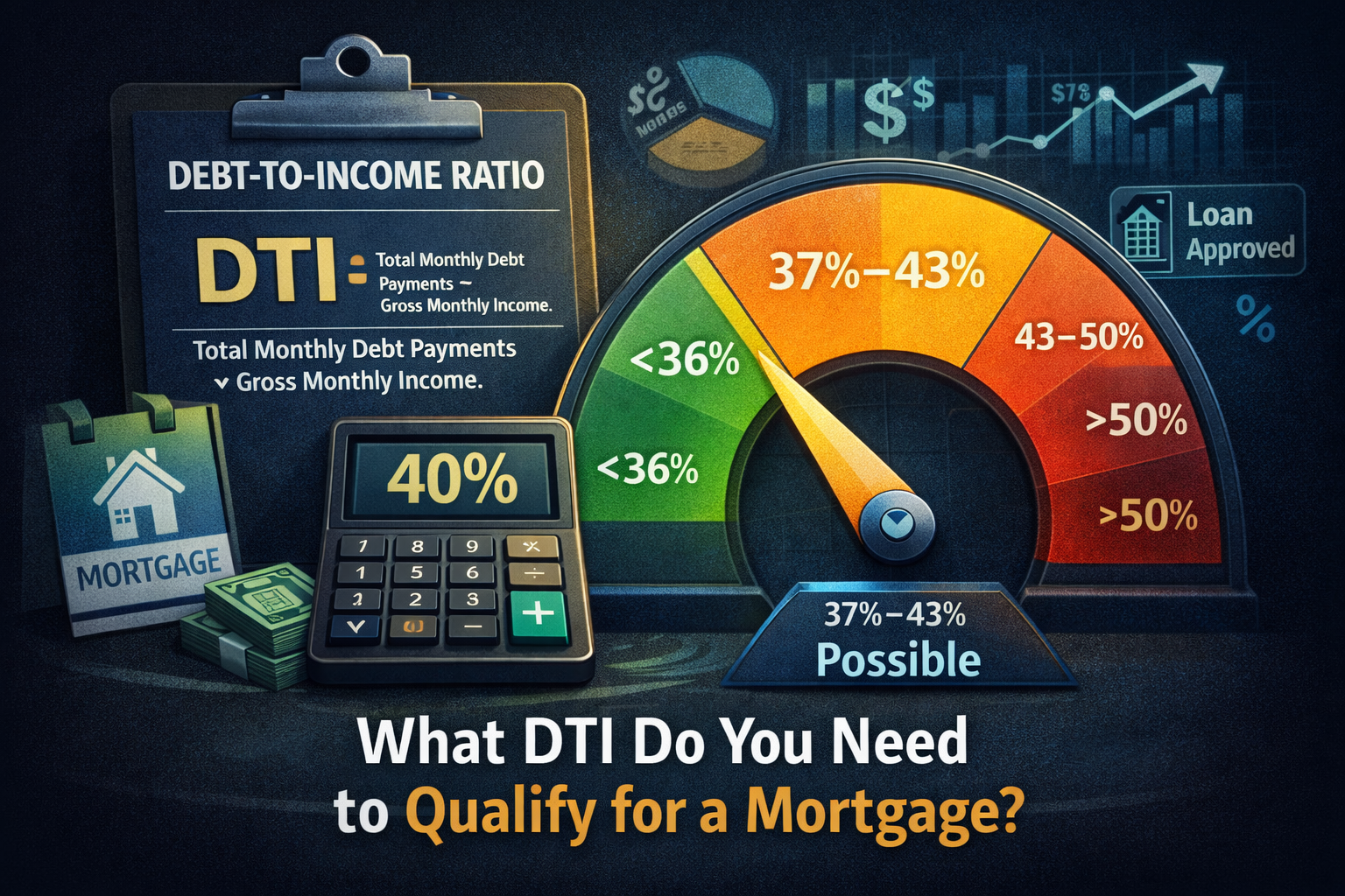 Debt-to-income ratio needed to qualify for a mortgage